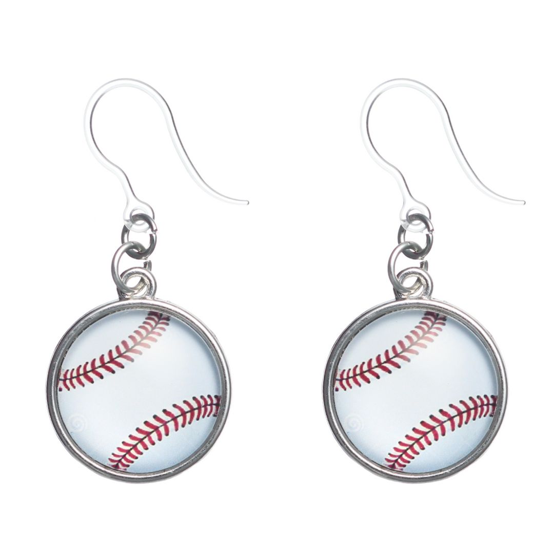 Sports Ball Dangles Hypoallergenic Earrings for Sensitive Ears Made with Plastic Posts
