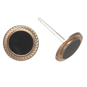 Gold Rimmed Monochrome Button Studs Hypoallergenic Earrings for Sensitive Ears Made with Plastic Posts