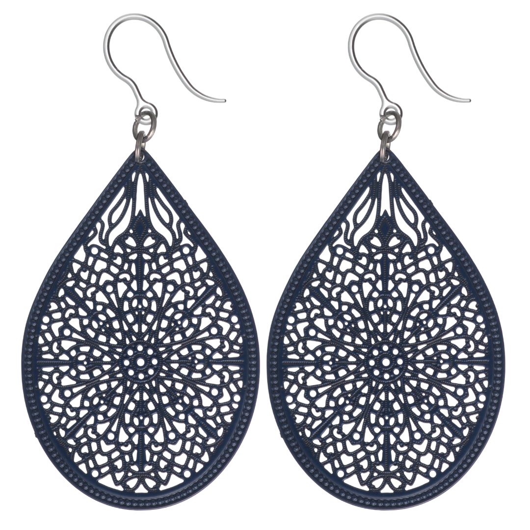 Stained Glass Teardrop Dangles Hypoallergenic Earrings for Sensitive Ears Made with Plastic Posts