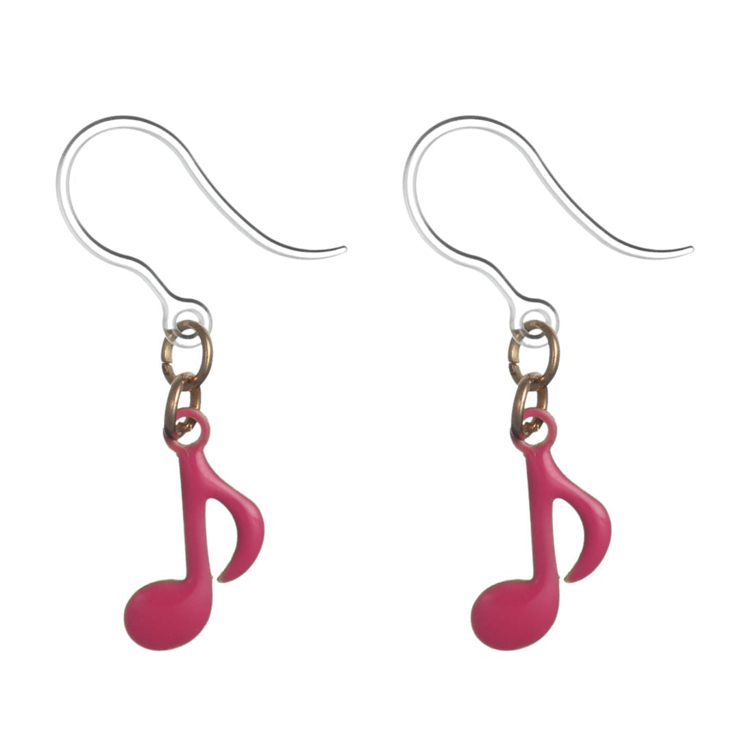 Painted Music Dangles Hypoallergenic Earrings for Sensitive Ears Made with Plastic Posts