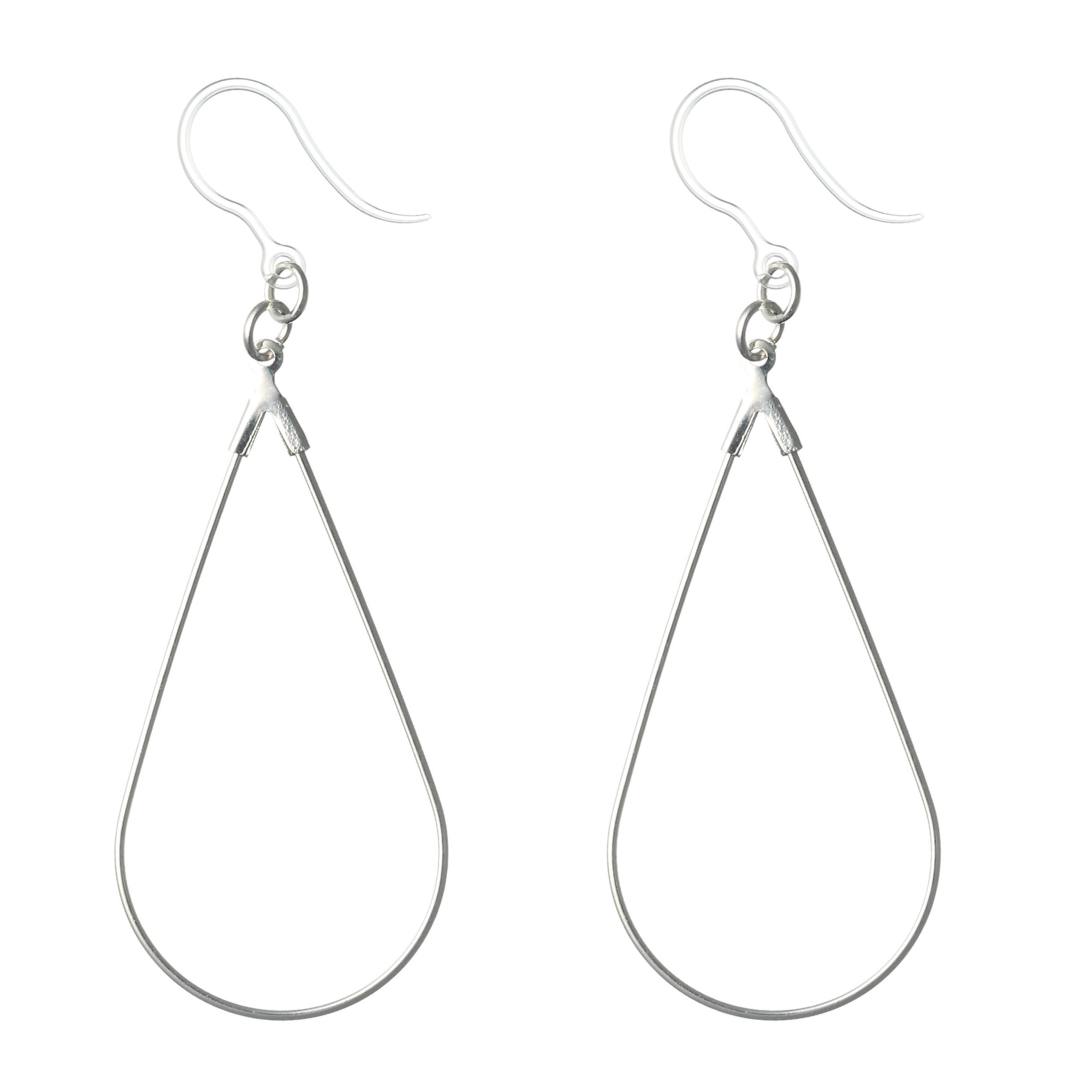 Teardrop Safety Pin Dangles Hypoallergenic Earrings for Sensitive Ears Made with Plastic Posts