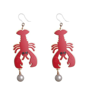 Exaggerated Pearl Lobster Dangles Hypoallergenic Earrings for Sensitive Ears Made with Plastic Posts