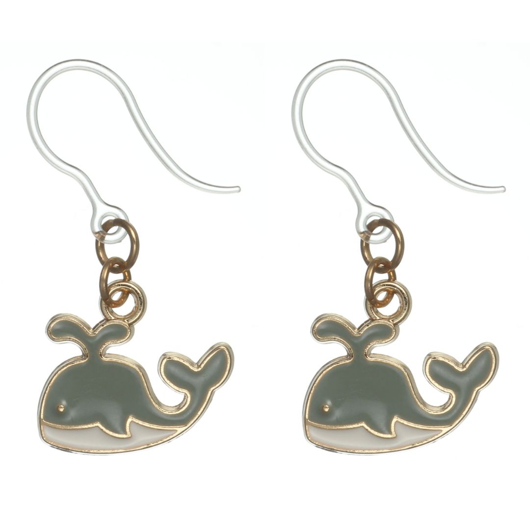 Tiny Whale Dangles Hypoallergenic Earrings for Sensitive Ears Made with Plastic Posts