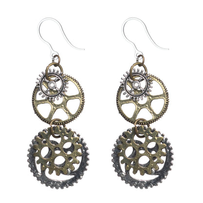 Gear Dangles Hypoallergenic Earrings for Sensitive Ears Made with Plastic Posts