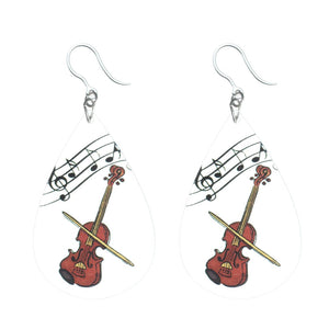 Violin Dangles Hypoallergenic Earrings for Sensitive Ears Made with Plastic Posts