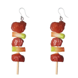 Exaggerated Shish Kebab Dangles Hypoallergenic Earrings for Sensitive Ears Made with Plastic Posts
