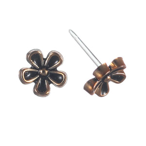 Tiny Gold Rimmed Flower Studs Hypoallergenic Earrings for Sensitive Ears Made with Plastic Posts