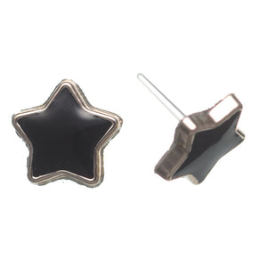 Gold Rimmed Star Studs Hypoallergenic Earrings for Sensitive Ears Made with Plastic Posts