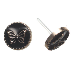 Gold Rimmed Butterfly Studs Hypoallergenic Earrings for Sensitive Ears Made with Plastic Posts