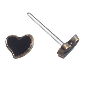 Tiny Gold Rimmed Heart Studs Hypoallergenic Earrings for Sensitive Ears Made with Plastic Posts