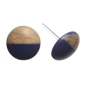 Wood Grain Button Studs Hypoallergenic Earrings for Sensitive Ears Made with Plastic Posts