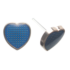 Gold Rimmed Pin Heart Studs Hypoallergenic Earrings for Sensitive Ears Made with Plastic Posts