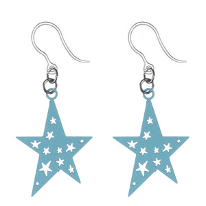 Punk Star Dangles Hypoallergenic Earrings for Sensitive Ears Made with Plastic Posts