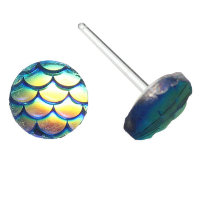 Mermaid Studs Hypoallergenic Earrings for Sensitive Ears with Plastic Posts