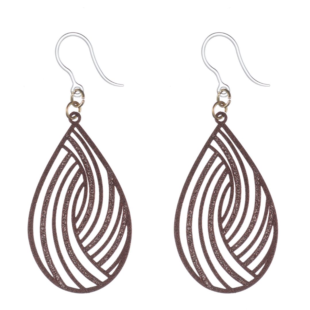 Large Teardrop Swirl Dangles Hypoallergenic Earrings for Sensitive Ears with Plastic Posts