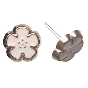 Gold Rimmed Flower Studs Hypoallergenic Earrings for Sensitive Ears Made with Plastic Posts