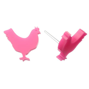 Chicken Studs Hypoallergenic Earrings for Sensitive Ears Made with Plastic Posts