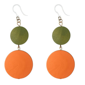 Wooden Color Block Dangles Hypoallergenic Earrings for Sensitive Ears Made with Plastic Posts