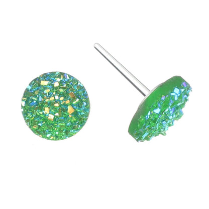 Medium Faux Druzy Earrings (Studs) - light green