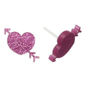 Arrow Heart Studs Hypoallergenic Earrings for Sensitive Ears Made with Plastic Posts