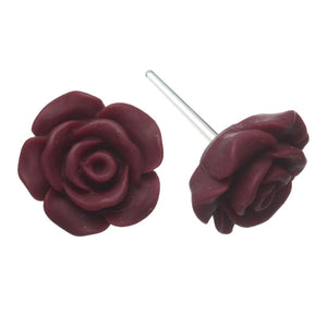 Matte Rose Studs Hypoallergenic Earrings for Sensitive Ears Made with Plastic Posts