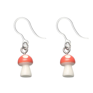 Miniature Mushroom Dangles Hypoallergenic Earrings for Sensitive Ears Made with Plastic Posts