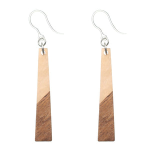 Geometric Wooden Celluloid Dangles Hypoallergenic Earrings for Sensitive Ears Made with Plastic Posts