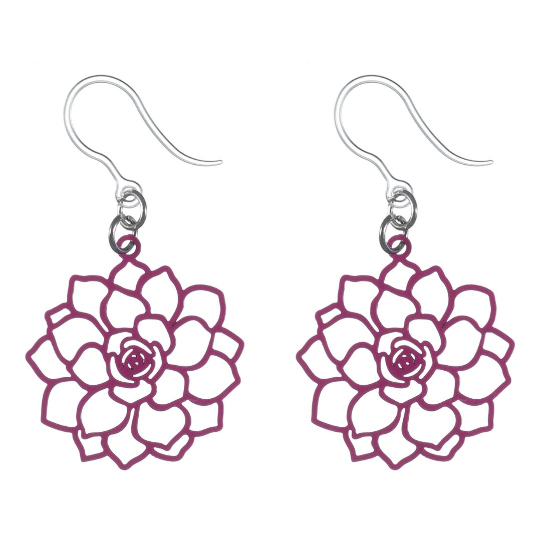 Filigree Rose Earrings (Dangles) - pink