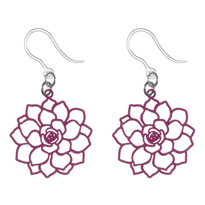 Filigree Rose Earrings (Dangles) - pink