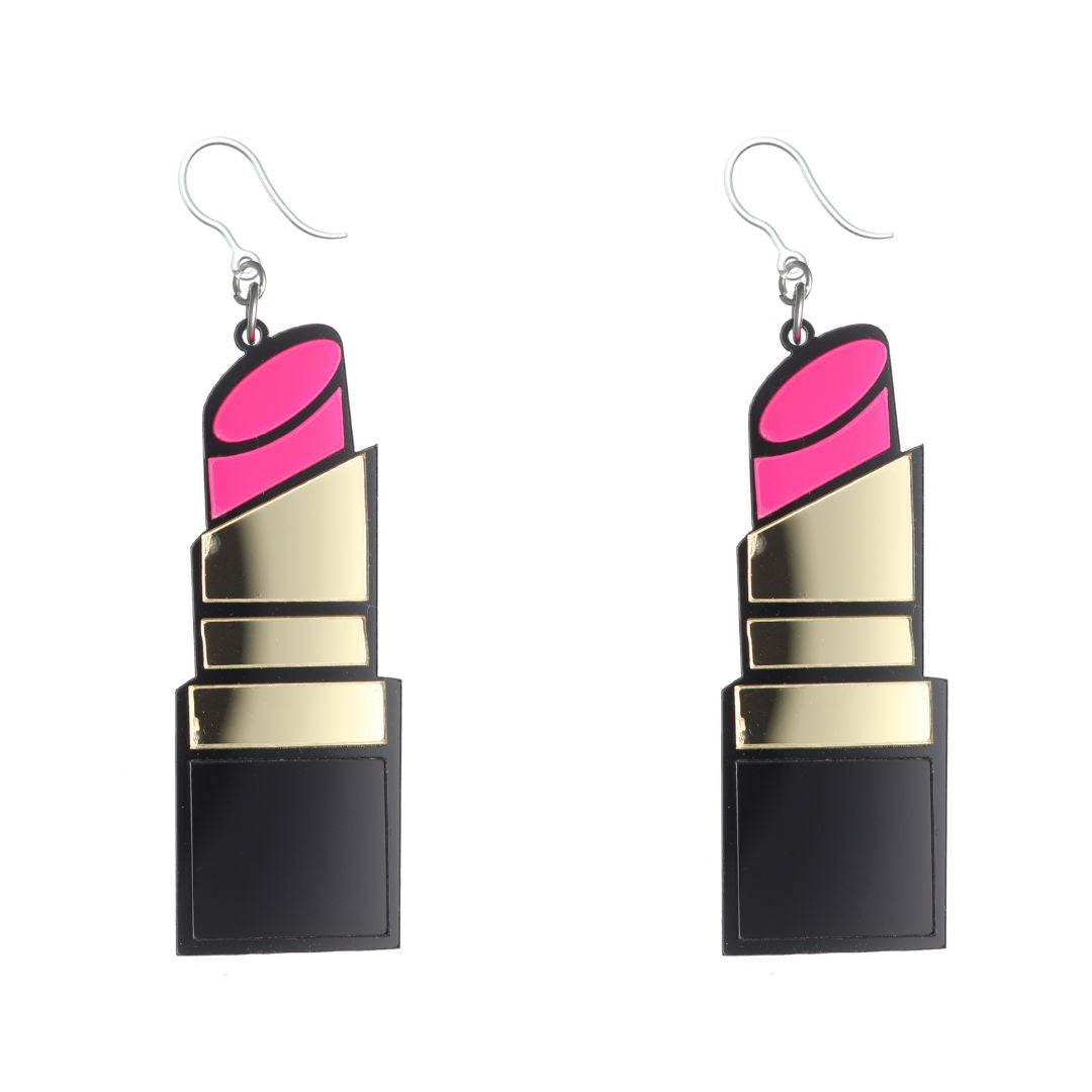 Exaggerated Lipstick Dangles Hypoallergenic Earrings for Sensitive Ears Made with Plastic Posts