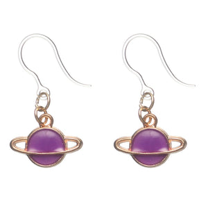 Gold Ringed Planet Dangles Hypoallergenic Earrings for Sensitive Ears Made with Plastic Posts