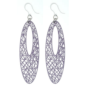 Oblong Filigree Earrings (Dangles) - purple