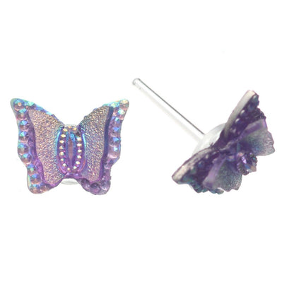Shimmery Butterfly Studs Hypoallergenic Earrings for Sensitive Ears with Plastic Posts