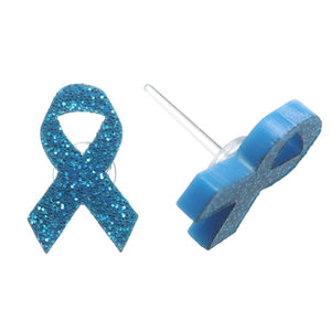 Blue Ribbon Hypoallergenic Earrings for Sensitive Ears Made with Plastic Posts