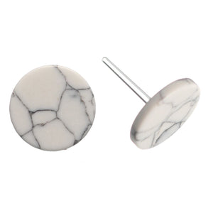 Flat Cracked Stone Studs Hypoallergenic Earrings for Sensitive Ears Made with Plastic Posts