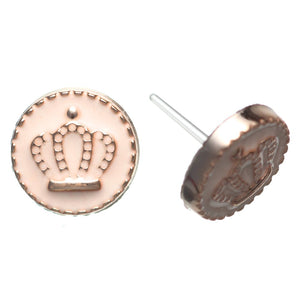 Gold Rimmed Crown Studs Hypoallergenic Earrings for Sensitive Ears Made with Plastic Posts