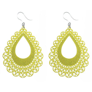 Large Lace Teardrop Earrings (Dangles) - yellow