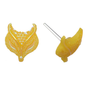 Colorful Fox Head Studs Hypoallergenic Earrings for Sensitive Ears Made with Plastic Posts
