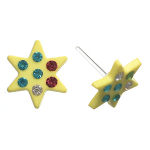 Jeweled Star Studs Hypoallergenic Earrings for Sensitive Ears Made with Plastic Posts