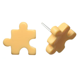 Pastel Puzzle Piece Studs Hypoallergenic Earrings for Sensitive Ears Made with Plastic Posts