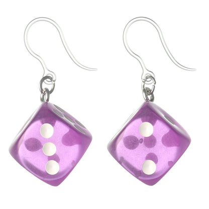 Dice Earrings (Dangles) - purple