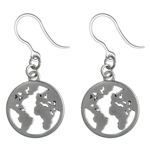 Metallic Map Dangles Hypoallergenic Earrings for Sensitive Ears Made with Plastic Posts