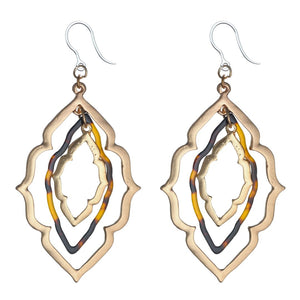 Celluloid Triple Frame Dangles Hypoallergenic Earrings for Sensitive Ears Made with Plastic Posts