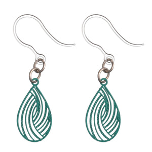 Petite Teardrop Swirl Dangles Hypoallergenic Earrings for Sensitive Ears with Plastic Posts