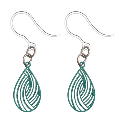 Petite Teardrop Swirl Dangles Hypoallergenic Earrings for Sensitive Ears with Plastic Posts