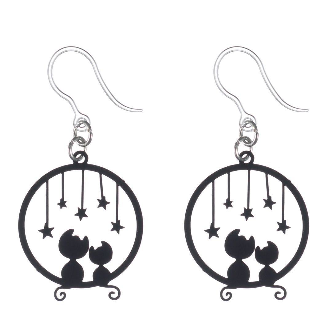 Star Cat Dangles Hypoallergenic Earrings for Sensitive Ears Made with Plastic Posts