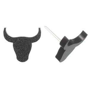 Glitter Longhorn Studs Hypoallergenic Earrings for Sensitive Ears Made with Plastic Posts