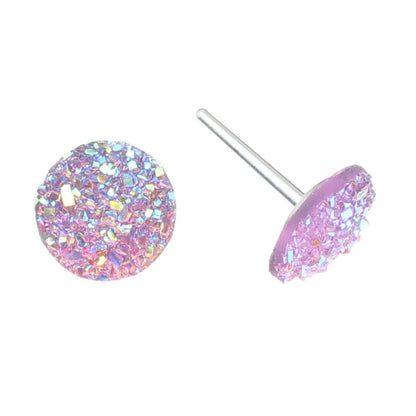 Medium Faux Druzy Earrings (Studs) - purple