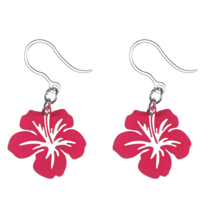 Hibiscus Dangles Hypoallergenic Earrings for Sensitive Ears Made with Plastic Posts
