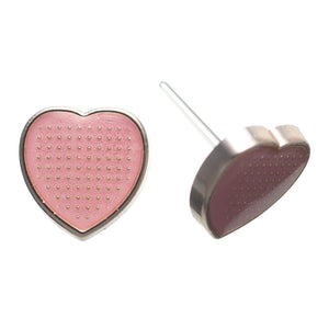 Gold Rimmed Pin Heart Studs
